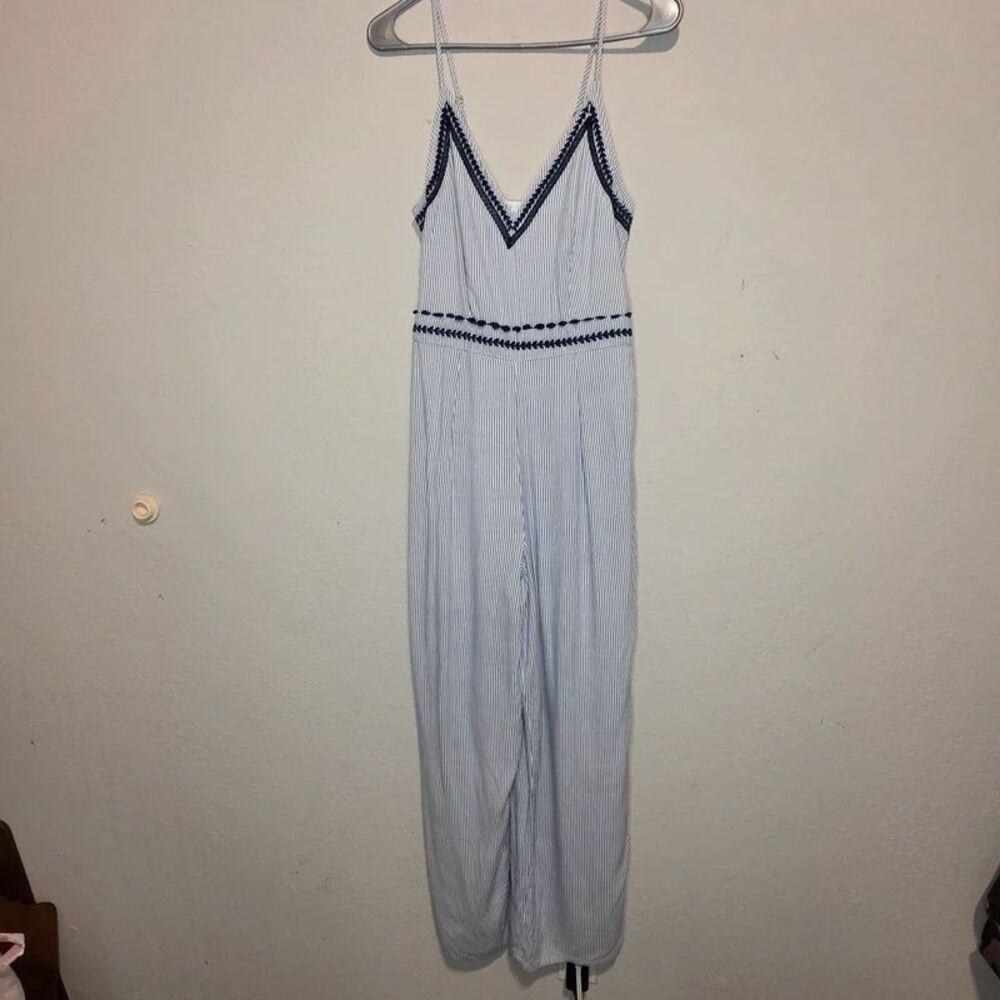 Japna Striped Jumpsuit Embroidered Size Small